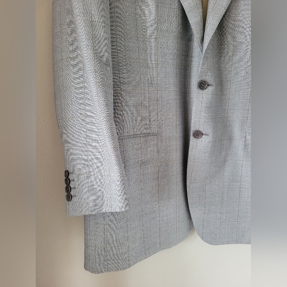 Trussini Luxe 100% Wool Men's Sport Coat/Blazer Light Gray Plaid EU52/US L - Picture 8 of 16